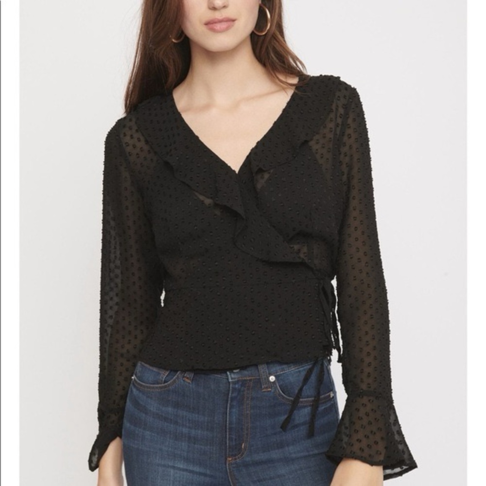 Banana Republic- Black Textured Wrap‎ Blouse Size M